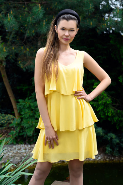 Żółta sukienka z falbanami